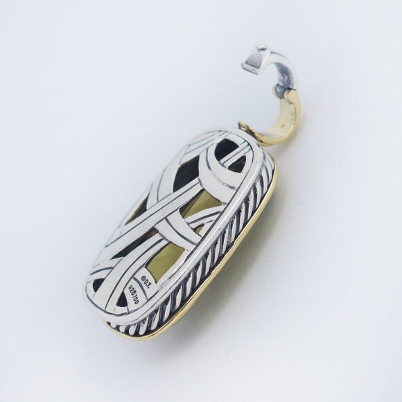 David Yurman 925 Silver 18K Elongated Albion Peridot Pendant - Picture 3 of 5